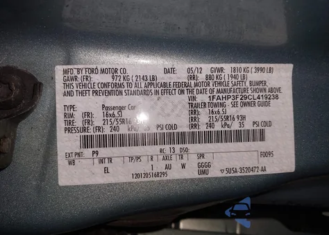 2012 Ford Focus Se from USA, damaged, VIN 1FAHP3F29CL419238